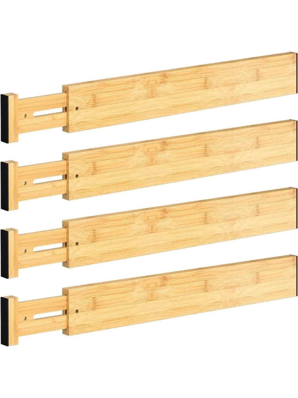 Adjustable Bamboo Drawer Dividers - 4 PCS Expandable Organizers for Kitchen
